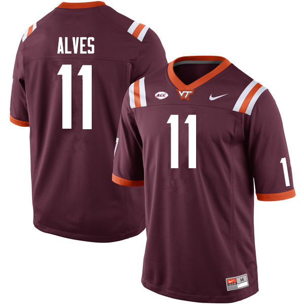 Men #11 Devin Alves Virginia Tech Hokies College Football Jerseys Sale-Maroon